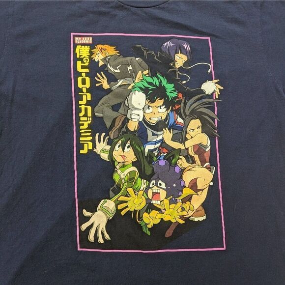 Funimation My Hero Academia T-Shirt Men's Sz Large Graphic Print Anime Navy Blue - Picture 3 of 5